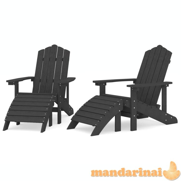 Sodo adirondack kėdės su pakojomis, 2vnt., antracito, hdpe