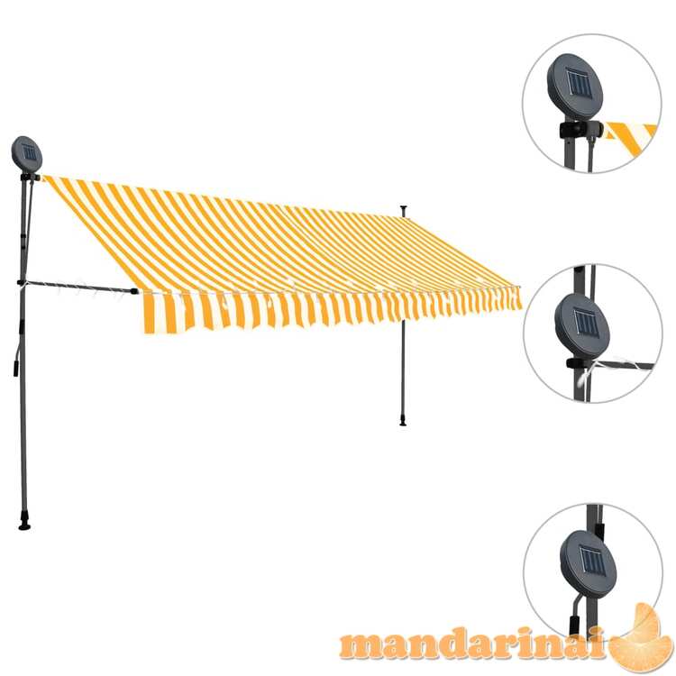 Rankinė ištraukiama markizė su led, balta ir oranžinė, 350cm