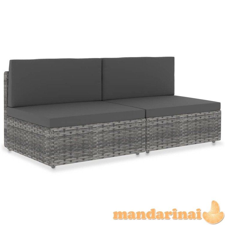 Modulinė dvivietė sofa, pilkos spalvos, poliratanas