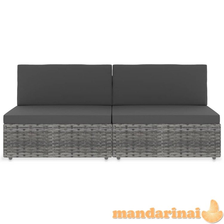 Modulinė dvivietė sofa, pilkos spalvos, poliratanas