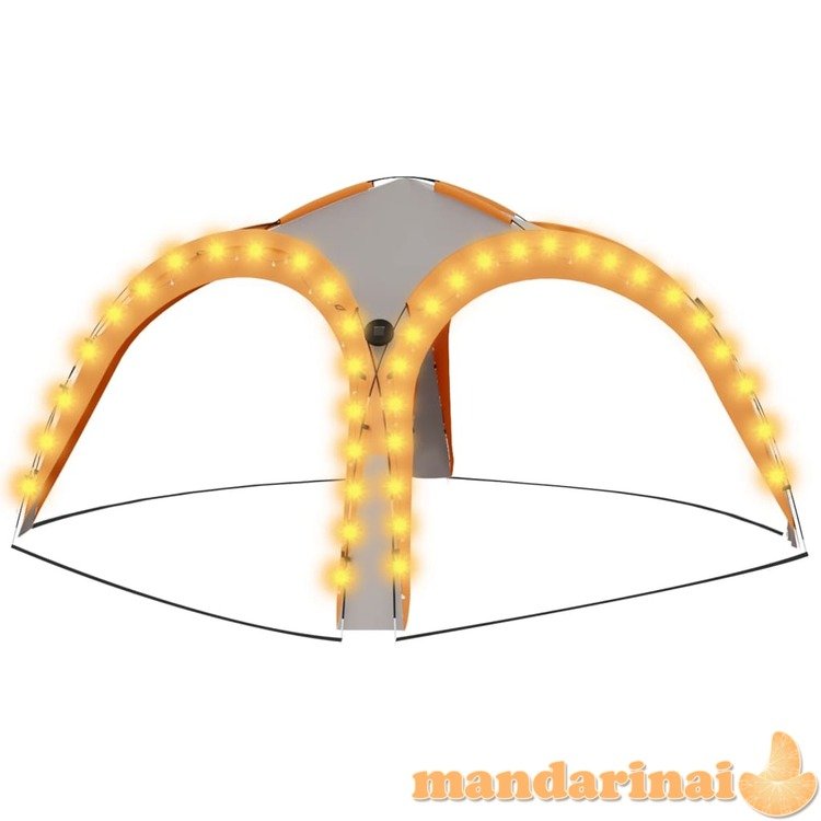 Palapinė su led ir 4 sienomis, pilka ir oranžinė, 3,6x3,6x2,3m