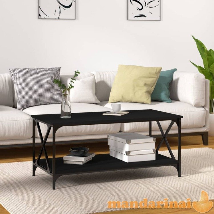 Kavos staliukas, juodas, 100x50x45cm, apdirbta mediena/geležis