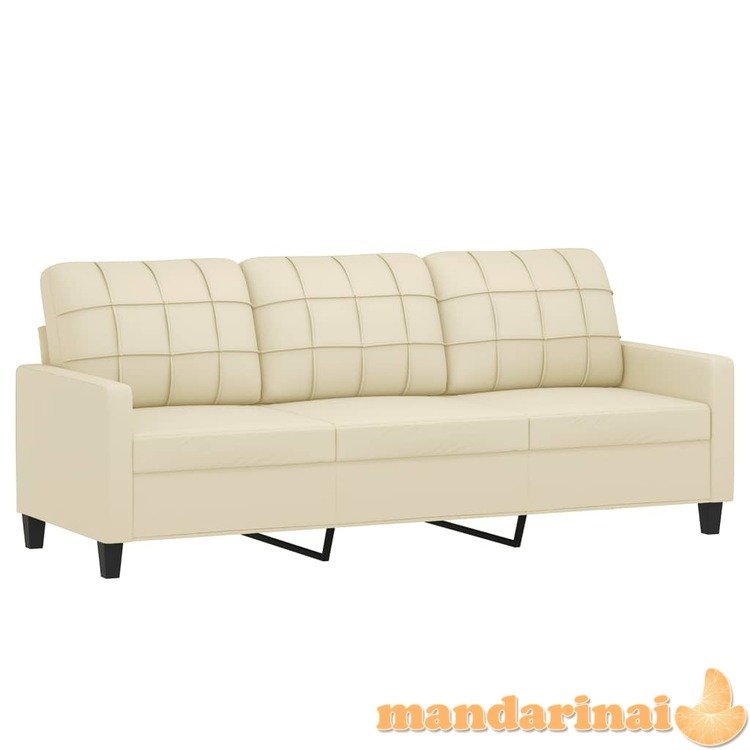 Trivietė sofa, kreminės spalvos, 180cm, dirbtinė oda