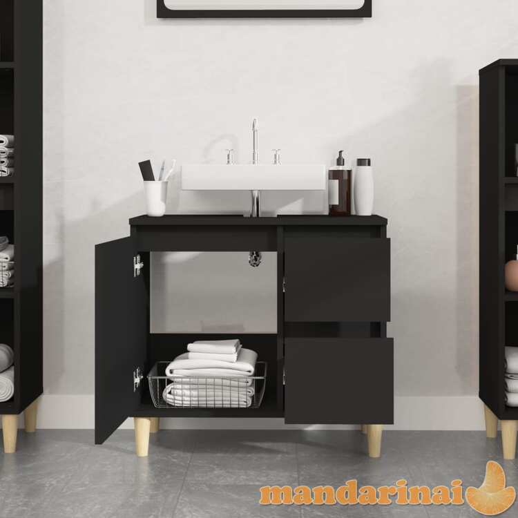 Vonios kambario spintelė, juoda, 65x33x60cm, apdirbta mediena