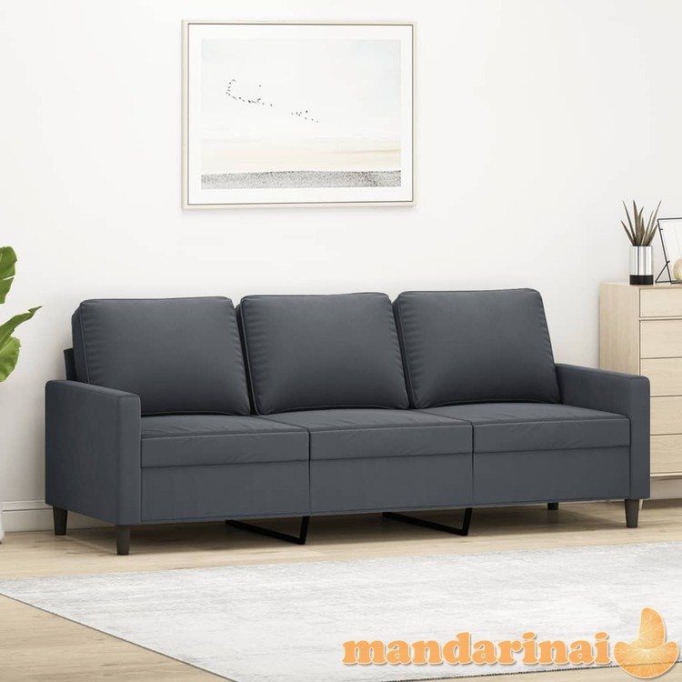 Trivietė sofa, tamsiai pilkos spalvos, 180cm, aksomas