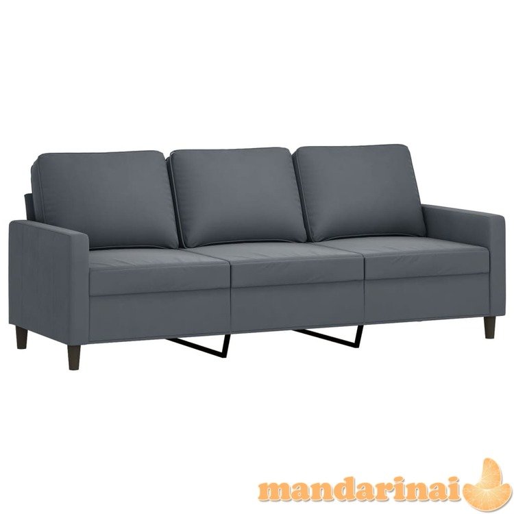 Trivietė sofa, tamsiai pilkos spalvos, 180cm, aksomas