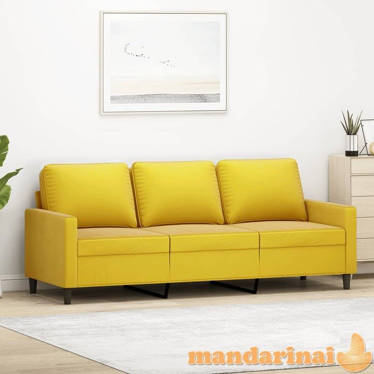 Trivietė sofa, geltonos spalvos, 180cm, aksomas