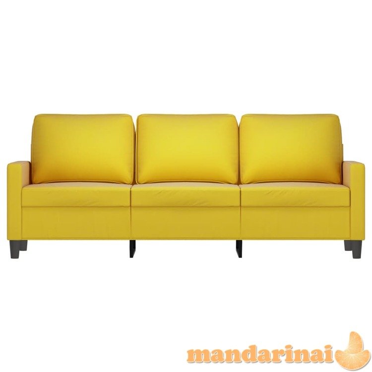 Trivietė sofa, geltonos spalvos, 180cm, aksomas