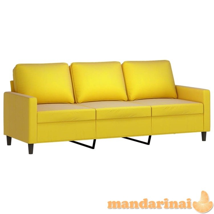 Trivietė sofa, geltonos spalvos, 180cm, aksomas