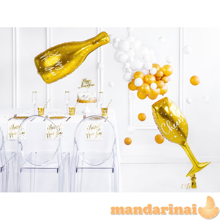 Foil balloon Bottle - Happy New Year, 32x82cm, gold