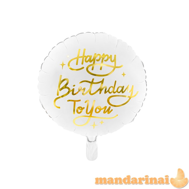 Foil balloon Happy Birthday To You, 35cm, white