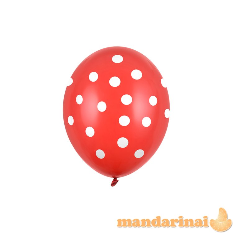 Balloons 30cm, Dots, Pastel Poppy Red (1 pkt / 50 pc.)