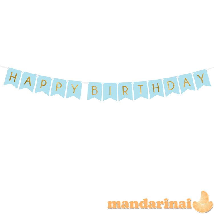 Banner Happy Birthday, light blue, 15 x 175 cm