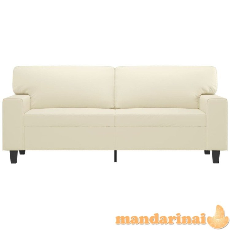 Dvivietė sofa, kreminės spalvos, 140cm, dirbtinė oda