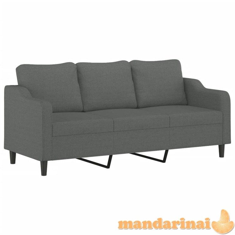 Trivietė sofa, tamsiai pilkos spalvos, 180cm, audinys