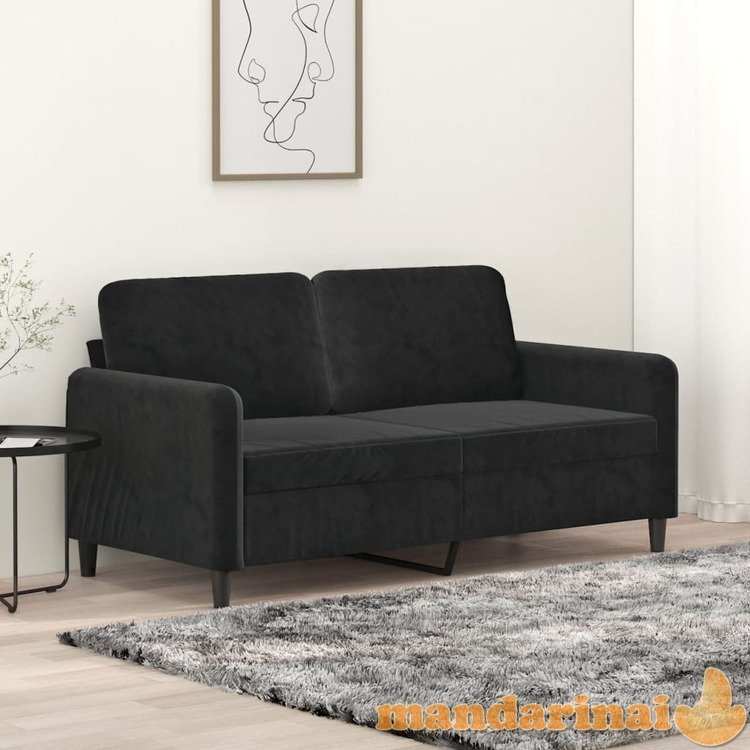 Dvivietė sofa, juodos spalvos, 140cm, aksomas