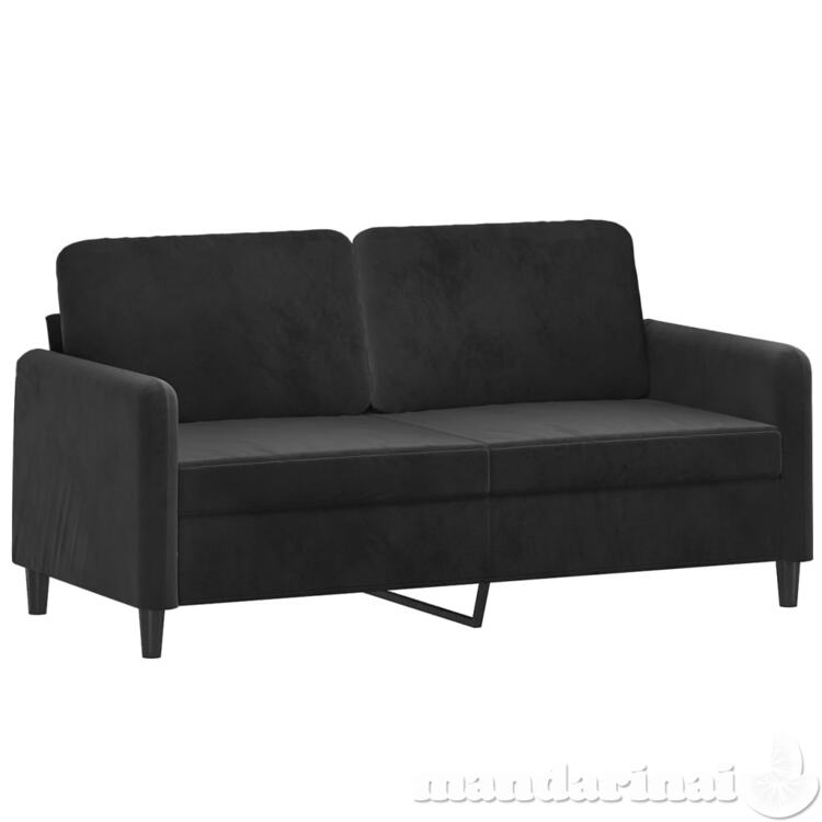 Dvivietė sofa, juodos spalvos, 140cm, aksomas