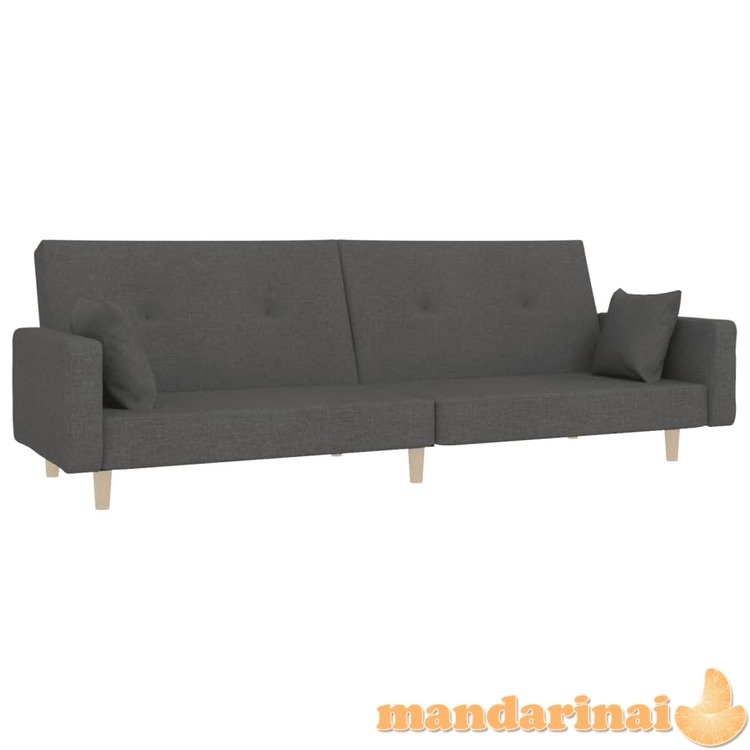 Dvivietė sofa-lova su dvejomis pagalvėmis, pilka, audinys