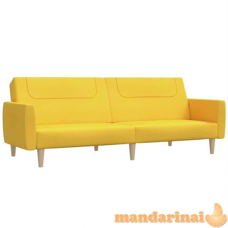 Dvivietė sofa-lova, geltonos spalvos, audinys