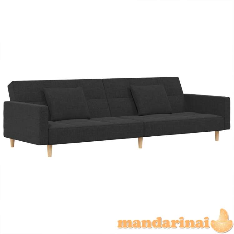 Dvivietė sofa-lova su dvejomis pagalvėmis, pilka, audinys