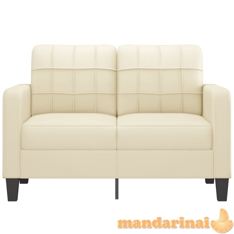 Dvivietė sofa, kreminės spalvos, 120cm, dirbtinė oda