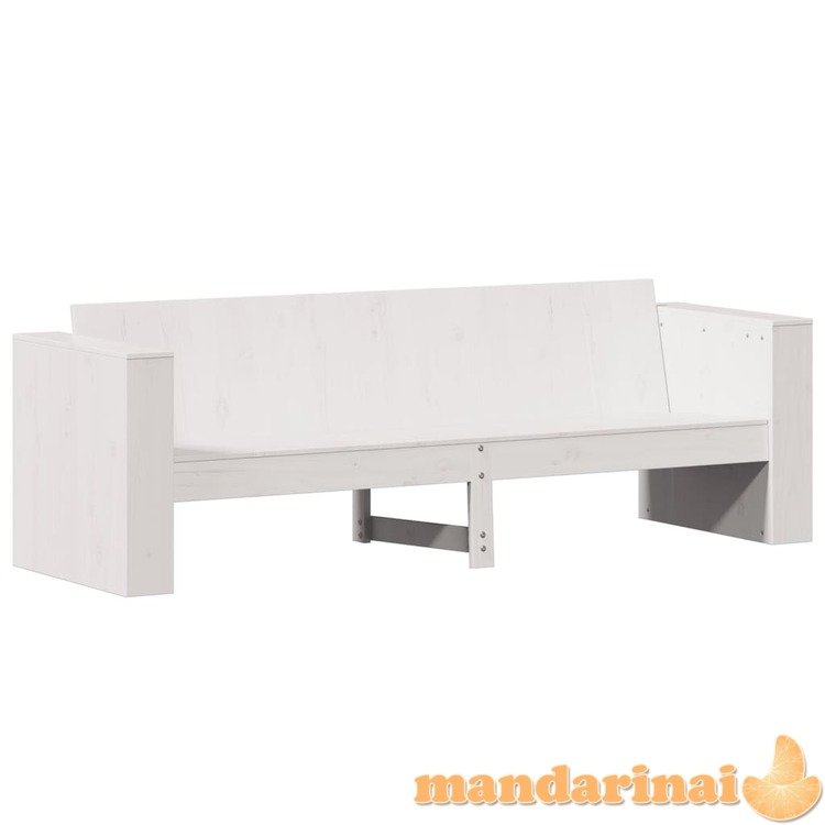 Trivietė sodo sofa, balta, 189x60x62cm, pušies medienos masyvas