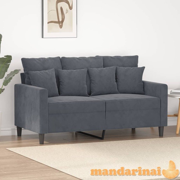 Dvivietė sofa, tamsiai pilkos spalvos, 120cm, aksomas