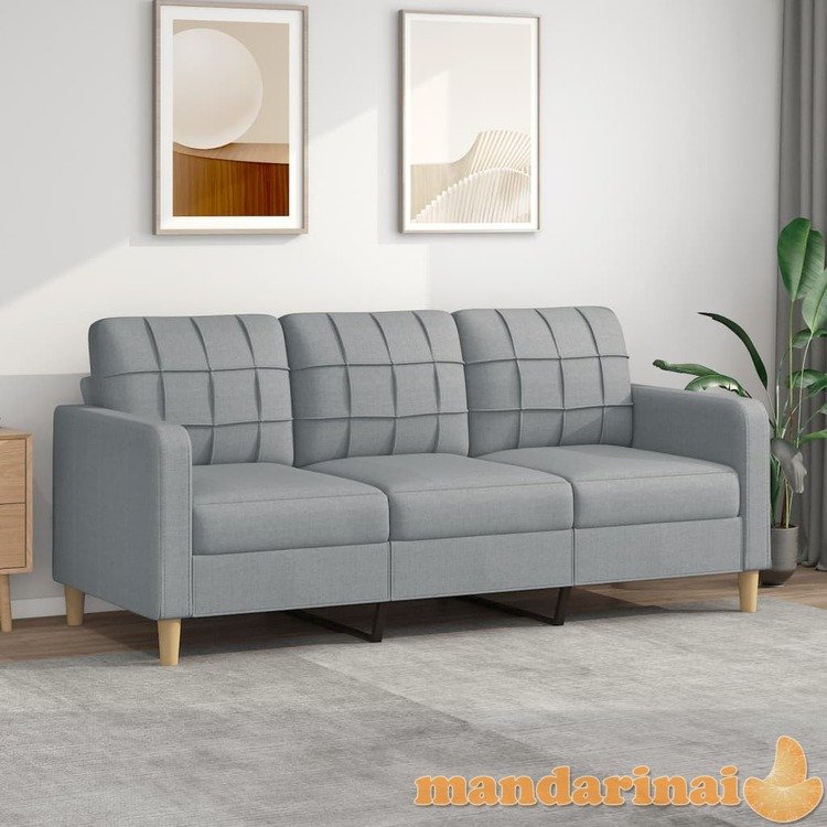 Trivietė sofa, šviesiai pilkos spalvos, 180cm, audinys