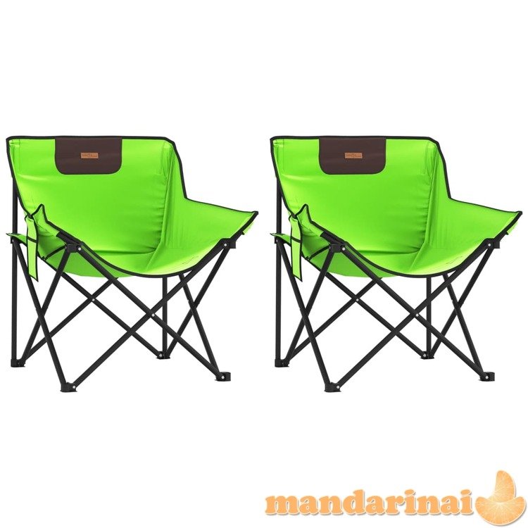 Stovyklavimo kėdės su kišenėmis, 2vnt., žalios, sulankstomos