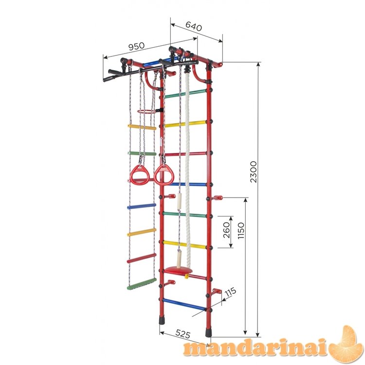 Sporto kompleksas (gimnastikos sienelė) RAINBOW balta-mėlyna, 230x52,5cm