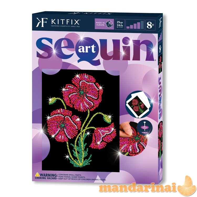 KITFIX DIY „Sequin Art“ violetinis rinkinys „Aguonos“