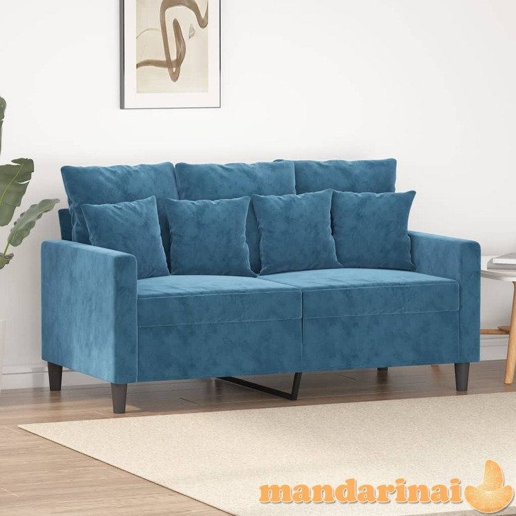 Dvivietė sofa, mėlynos spalvos, 120cm, aksomas