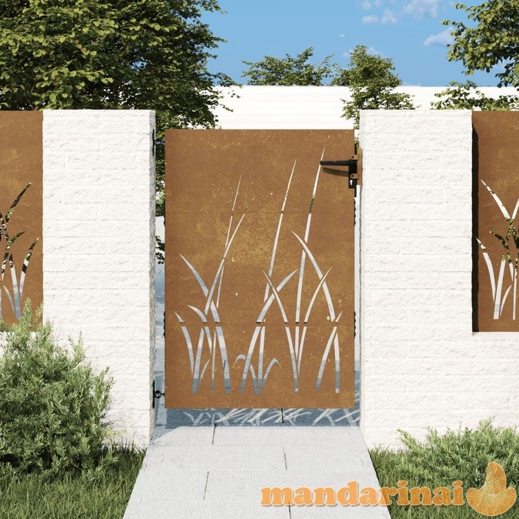 Sodo vartai, 85x125cm, corten plienas, žolės dizaino