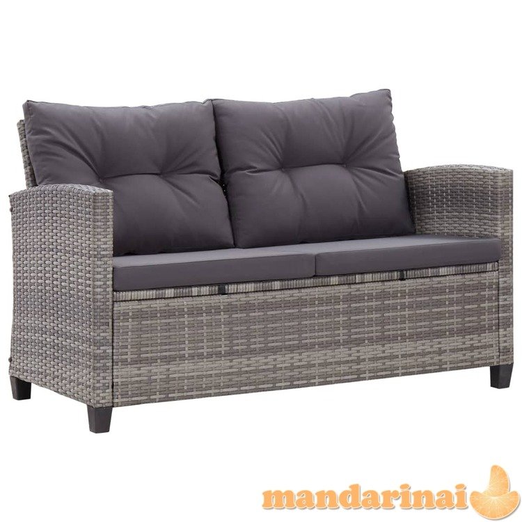 Dvivietė sodo sofa su pagalvėlėmis, pilka, 124cm, poliratanas