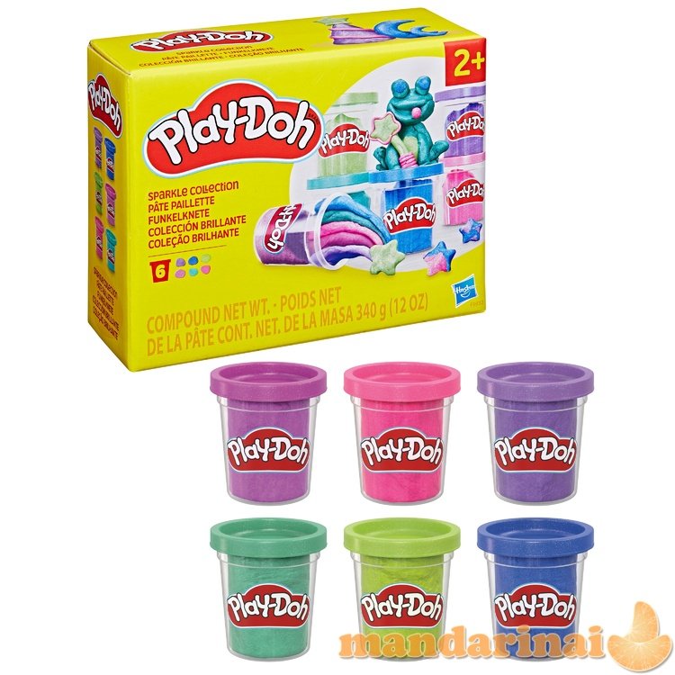 PLAY-DOH Blizgantis plastilinas, 6 vnt.