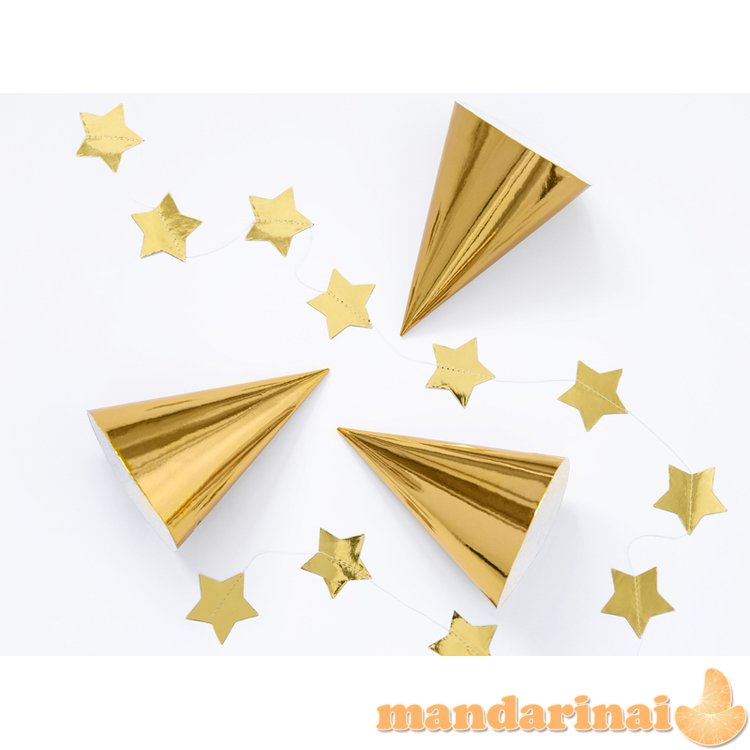 Party hats, gold, 16cm (1 pkt / 6 pc.)