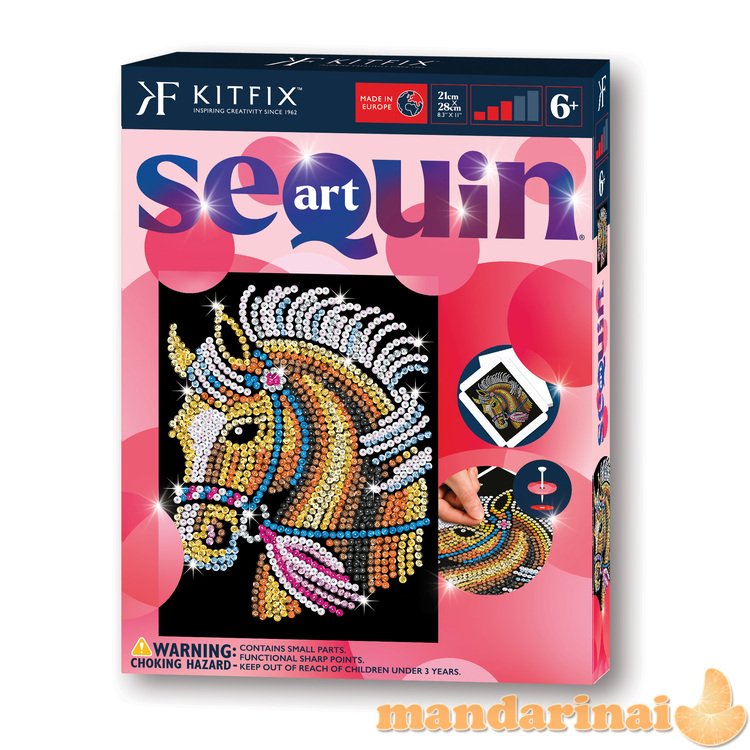 KITFIX DIY „Sequin Art“ raudonasis rinkinys „Ponis“