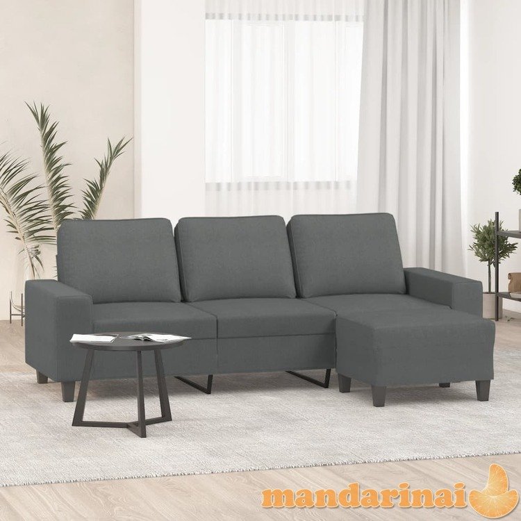 Trivietė sofa su pakoja, tamsiai pilkos spalvos, 180cm, audinys