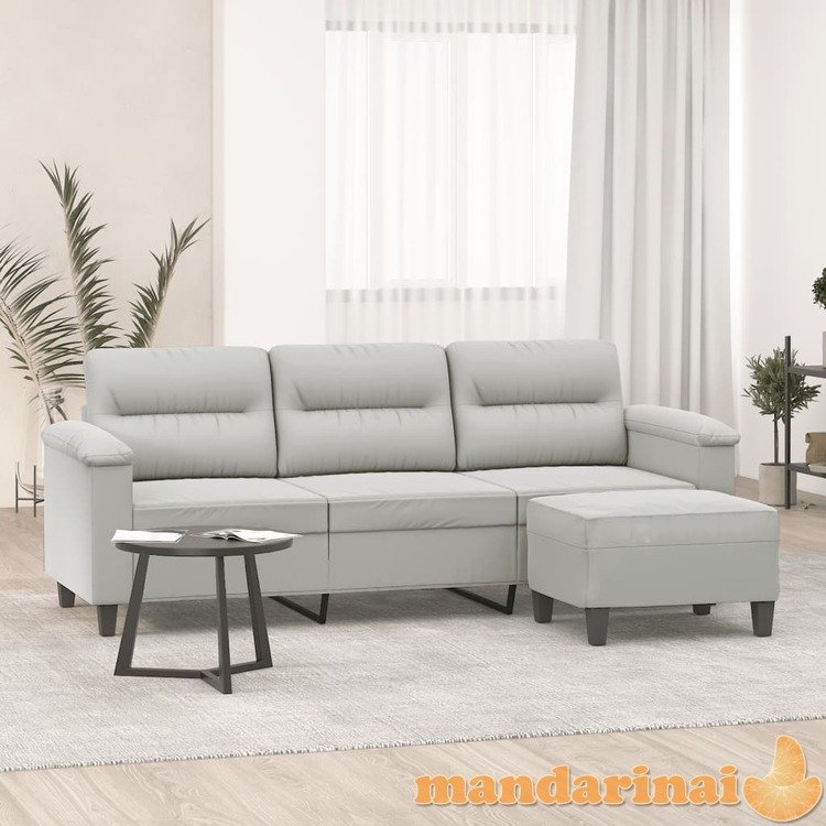 Trivietė sofa su pakoja, šviesiai pilka, 180cm, audinys