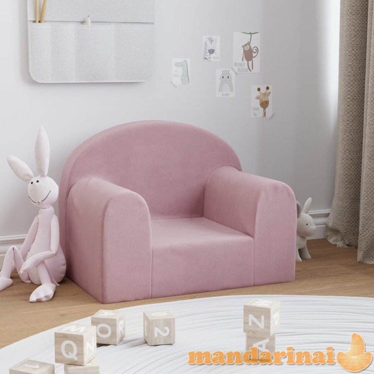 Vaikiška sofa, rožinės spalvos, minkštas pliušas