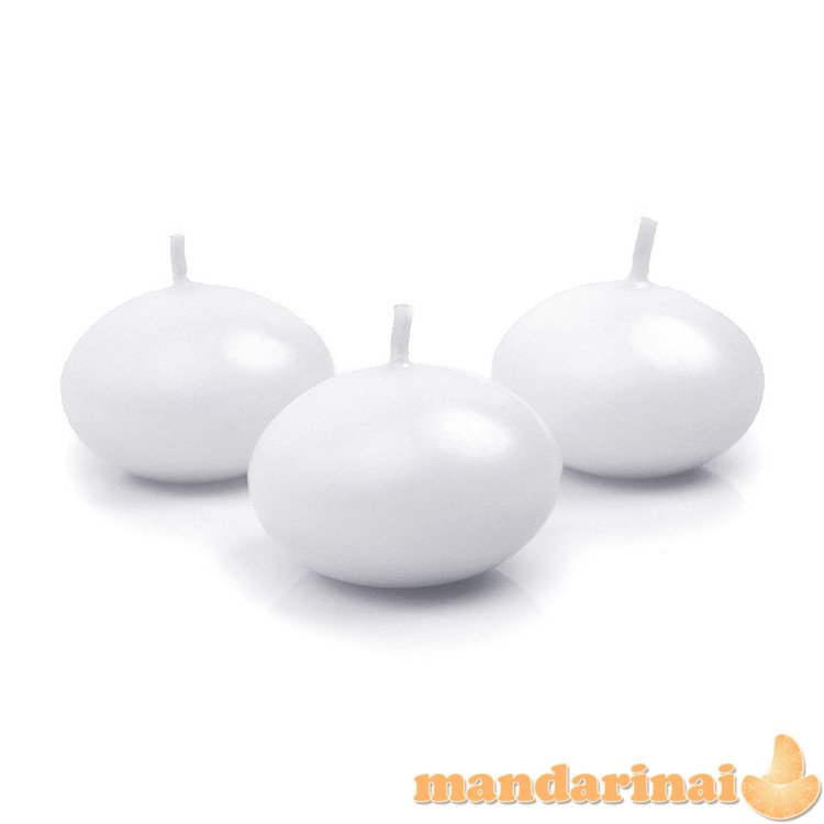 Floating candle disc, matt, white, 4cm (1 pkt / 50 pc.)