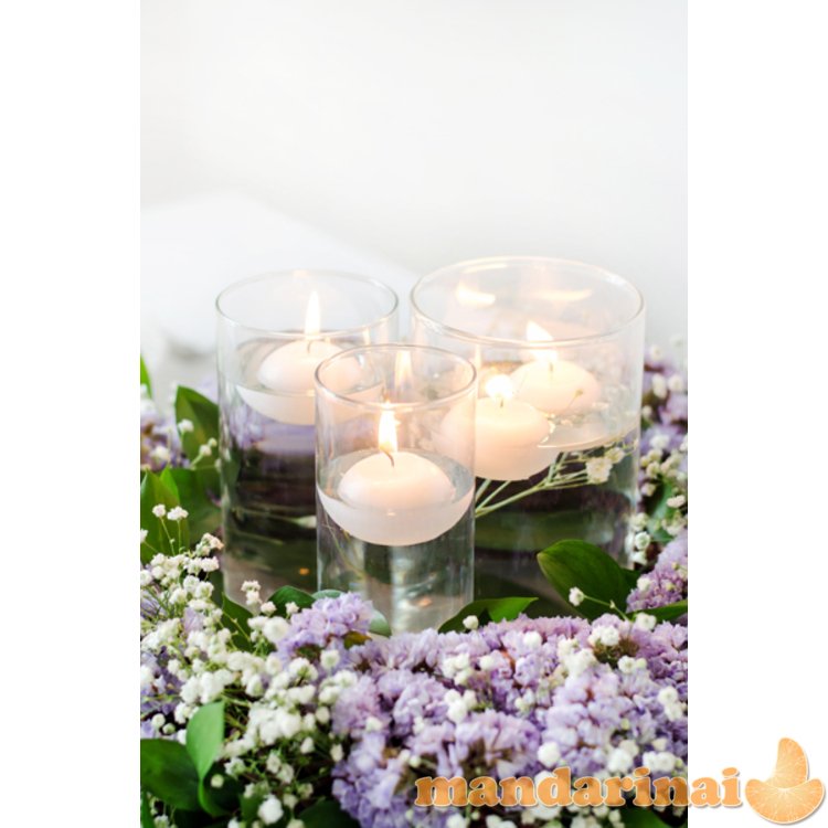 Floating candle disc, matt, white, 4cm (1 pkt / 50 pc.)