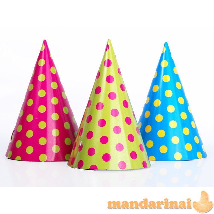 Party Hats Dots, mix, 16cm (1 pkt / 6 pc.)