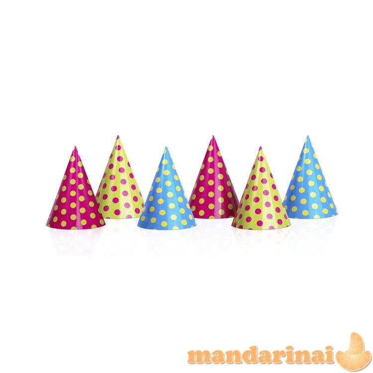 Party Hats Dots, mix, 16cm (1 pkt / 6 pc.)