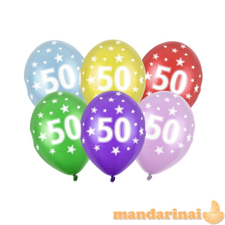 Balloons 30cm, 50th Birthday, Metallic Mix (1 pkt / 50 pc.)