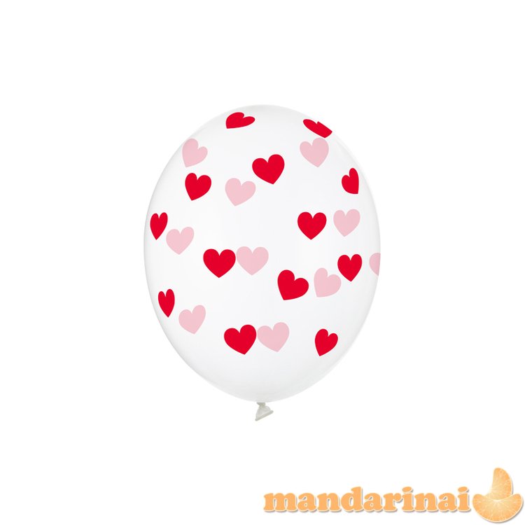 Balloons 30cm, Hearts, Crystal Clear (1 pkt / 50 pc.)