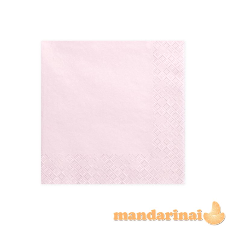 Napkins, 3 layers, light powder pink, 33x33cm (1 pkt / 20 pc.)