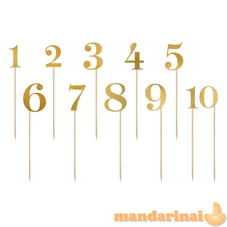 Table numbers, gold, 25.5-26.5cm (1 pkt / 11 pc.)