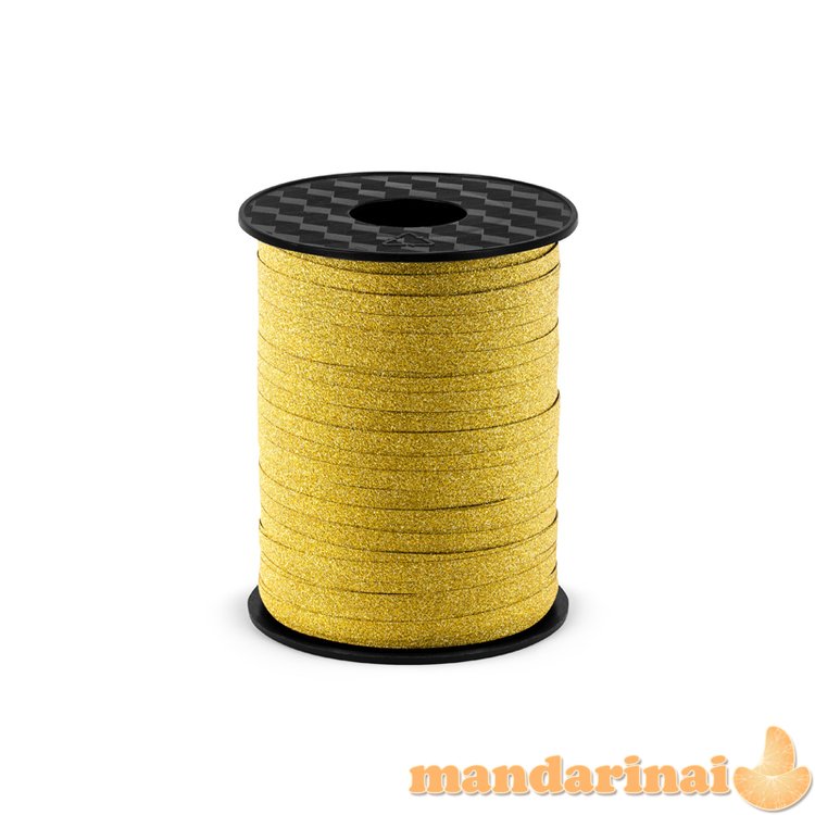 Plastic ribbon, gold, 5mm/225m