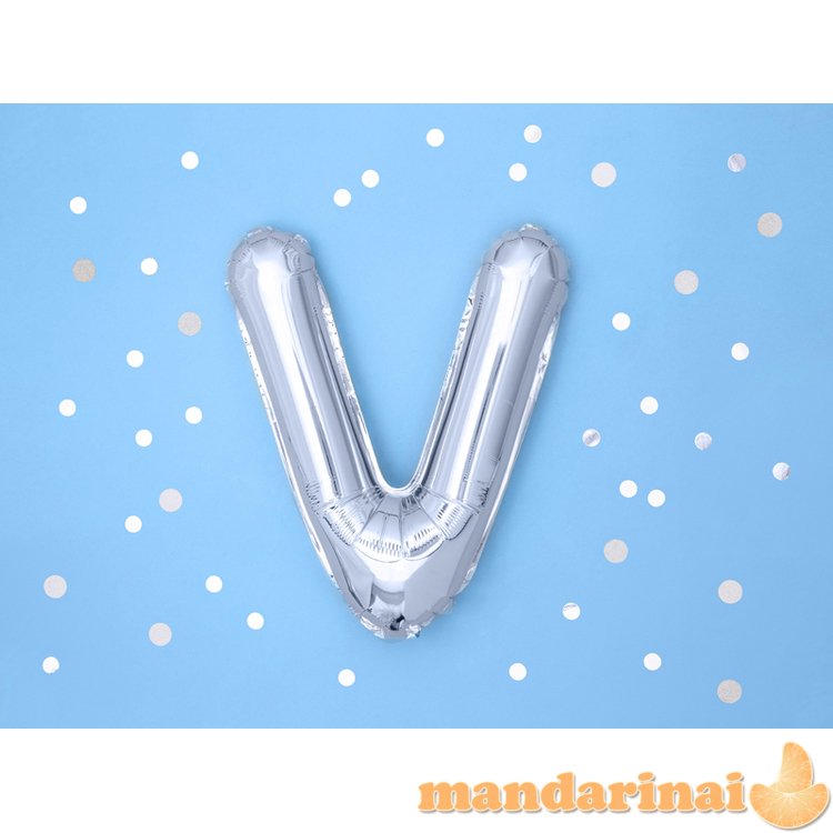 Foil Balloon Letter V , 35cm, silver